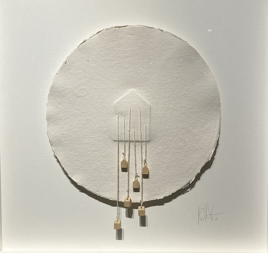 VINCULUM Grabado gofrado intervenido con papel hecho a mano 320 g 40x40 cm / VINCULUM Embossed engraving intervened with handmade paper 320 g 40x40 cm