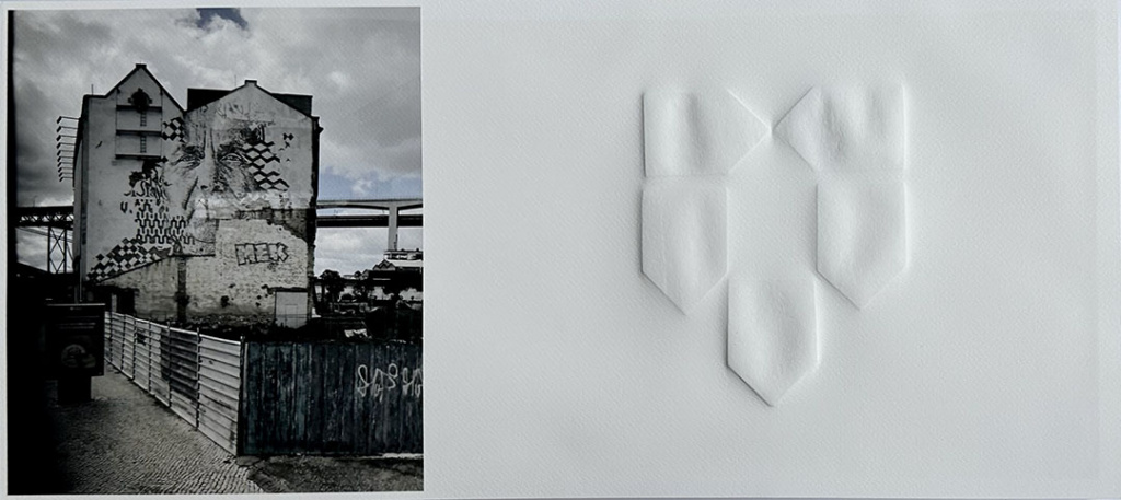 MEMORIA DE UN LUGAR Grabado gofrado e imagen digital sobre papel Canson Infinity Velin Museum 350 g 55×24 cm / MEMORY OF A PLACE Embossed engraving and digital image on Canson Infinity Velin Museum paper 350 g 55×24 cm