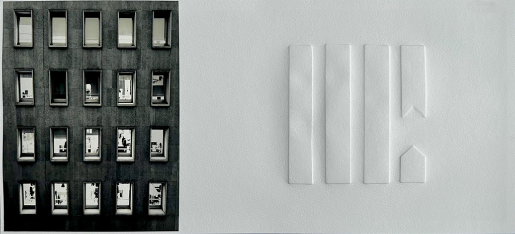 HÁBITAT ORDENADO Grabado gofrado e imagen digital sobre papel Canson Infinity Velin Museum 350 g 55×24 cm / ORDERED HABITAT Embossed engraving and digital image on Canson Infinity Velin Museum paper 350 g 55×24 cm