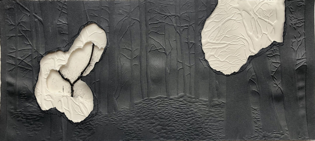 Grabado gofrado intervenido 55x30 cm / Intervened embossed engraving 55x30 cm