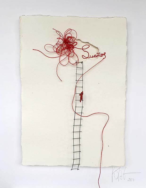 Sueño 1. Intervención (collage sobre papel hecho a mano) 30×21 cm / Dream 1. Intervention (collage on handmade paper) 30×21 cm